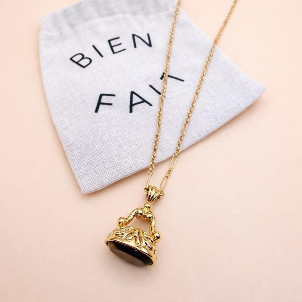 Madewell gold‎ necklace with black stone